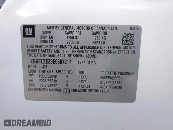 2014 GMC Terrain Denali z VIN 2GKFLZE38E6307217, wystawiony jako IAAI lot #41877533 z przebiegiem 20 679 mil mil oraz . Historia ofert i sprzedaży dostępna na DreamBid. Obrazek 9.