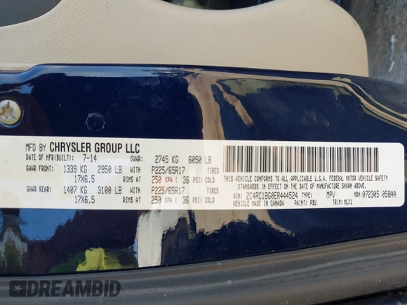 2014 Chrysler Town & Country Touring z VIN 2C4RC1BG0ER444524, wystawiony jako IAAI lot #41861302 z przebiegiem 138 764 mil mil oraz . Historia ofert i sprzedaży dostępna na DreamBid. Obrazek 9.