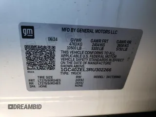 2024 Chevrolet Silverado 1500 with VIN 1GC40ZEL3RU302266, listed as a Copart auction lot 48977185 with Not Provided miles and Salvage Title. Bid and sale history available at DreamBid. Image 12.