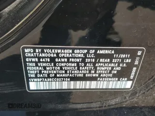 2012 Volkswagen Passat SE with VIN 1VWBP7A35CC027104, listed as a Copart auction lot 53290725 with 97,773 mi miles and Salvage Title. Bid and sale history available at carsss.com. Image 12.