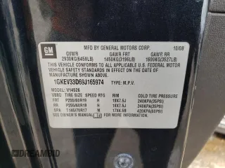 2009 GMC Acadia SLT2 z VIN 1GKEV33D69J165974, wystawiony jako Copart lot #72540253 z przebiegiem 245 446 mil mil oraz Szkoda całkowita • Salvage title. Historia ofert i sprzedaży dostępna na DreamBid. Obrazek 12.