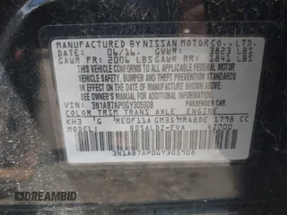 2016 Nissan Sentra S with VIN 3N1AB7AP0GY305908, listed as a IAAI auction lot 40162413 with Not Provided miles. Bid and sale history available at carsss.com. Image 9.