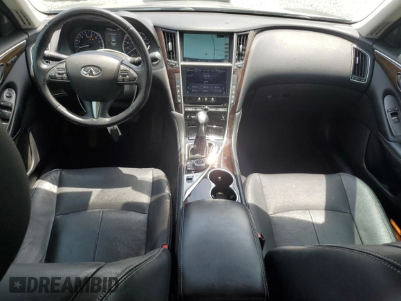 2014 Infiniti Q50 Sport with VIN JN1BV7AR4EM702521, listed as a Copart auction lot 61017205 with 61,317 mi miles and Salvage title. Bid and sale history available at DreamBid. Image 8.