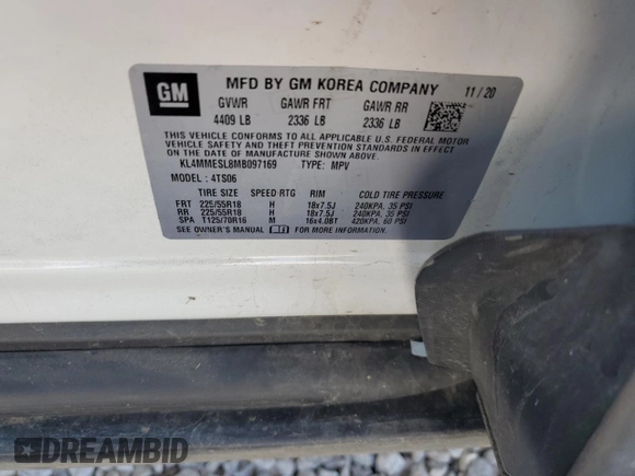 2021 Buick Encore GX Select с VIN KL4MMESL8MB097169, выставлен на аукционе Copart как лот 54509775 с пробегом 29 831 миль миль и Списание • Salvage title. История ставок и продаж доступна на DreamBid. Изображение 13.