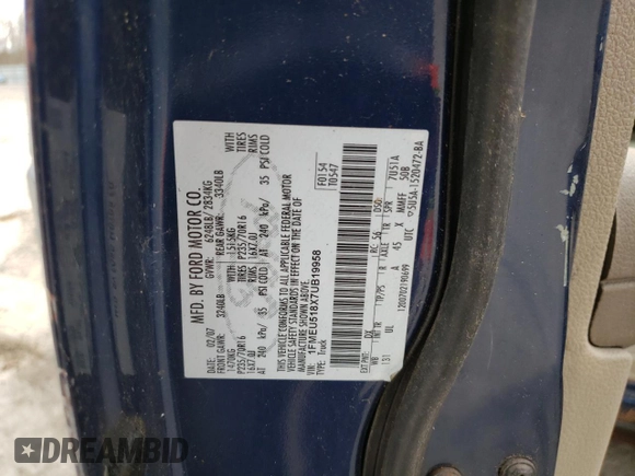 2007 Ford Explorer Sport Trac XLT z VIN 1FMEU518X7UB19958, wystawiony jako Copart lot #49310125 z przebiegiem Nie podano mil oraz Czysty tytuł • Clean title. Historia ofert i sprzedaży dostępna na DreamBid. Obrazek 12.