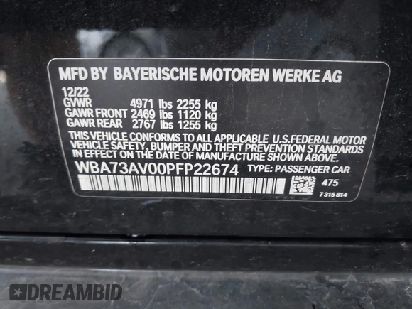 2023 BMW 4 Series 430i xDrive z VIN WBA73AV00PFP22674, wystawiony jako IAAI lot #42619544 z przebiegiem 37 837 mil mil oraz . Historia ofert i sprzedaży dostępna na DreamBid. Obrazek 9.