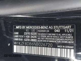 2022 Mercedes-Benz E-Class E 350 with VIN W1KZF8DB6NB026720, listed as a IAAI auction lot 41603311 with 1 mi miles. Bid and sale history available at carsss.com. Image 9.