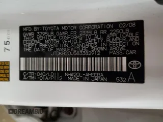 2008 Toyota Prius с VIN JTDKB20U583382912, выставлен на аукционе Copart как лот 59784245 с пробегом 198 846 миль миль и Чистый • Clean title. История ставок и продаж доступна на DreamBid. Изображение 12.