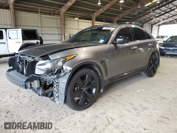 2017 Infiniti QX70 with VIN JN8CS1MU0HM141332, listed as a Copart auction lot 37035124 with 110,791 mi miles and Salvage title. Bid and sale history available at DreamBid. Image 1.