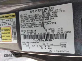 2020 Ford Fusion SE z VIN 3FA6P0HD6LR160147, wystawiony jako IAAI lot #42499983 z przebiegiem 73 971 mil mil oraz . Historia ofert i sprzedaży dostępna na DreamBid. Obrazek 9.