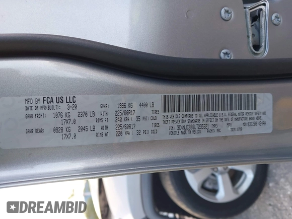 2020 Jeep Compass Altitude z VIN 3C4NJCBB6LT235321, wystawiony jako IAAI lot #42497160 z przebiegiem 25 615 mil mil oraz . Historia ofert i sprzedaży dostępna na DreamBid. Obrazek 9.