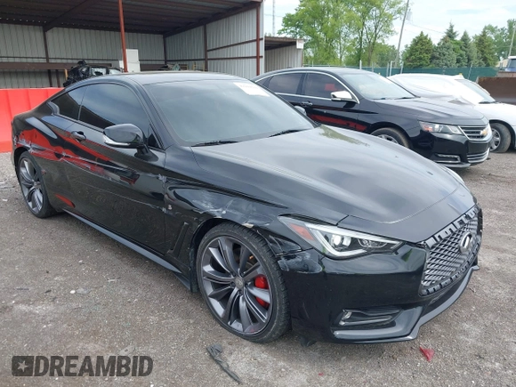 2018 Infiniti Q60 Red Sport 400 with VIN JN1FV7EL7JM631445, listed as a IAAI auction lot 42244030 with 42,121 mi miles and . Bid and sale history available at DreamBid. Image 1.