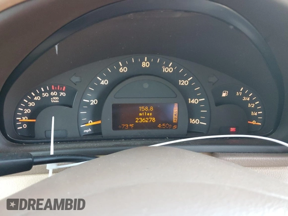 2001 Mercedes-Benz C 320 with VIN WDBRF64J61F078422, listed as a Copart auction lot 78873084 with 236,278 mi miles and Salvage Title. Bid and sale history available at DreamBid. Image 9.