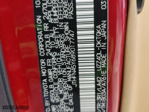 2008 Lexus SC 430 with VIN JTHFN45Y689017747, listed as a Copart auction lot 41584735 with 155,922 mi miles and Salvage Title. Bid and sale history available at carsss.com. Image 13.