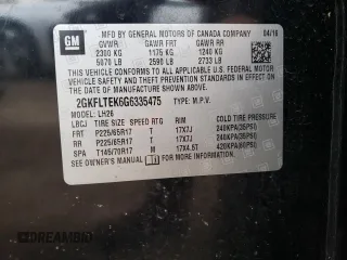 2016 GMC Terrain SLE with VIN 2GKFLTEK6G6335475, listed as a Copart auction lot 47988375 with 98,766 mi miles and Salvage Title. Bid and sale history available at DreamBid. Image 15.