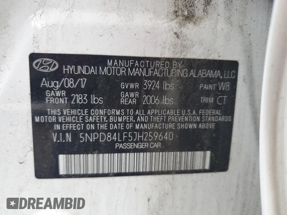 2018 Hyundai Elantra SEL z VIN 5NPD84LF5JH259640, wystawiony jako Copart lot #56842695 z przebiegiem 72 159 mil mil oraz Szkoda całkowita • Salvage title. Historia ofert i sprzedaży dostępna na DreamBid. Obrazek 12.