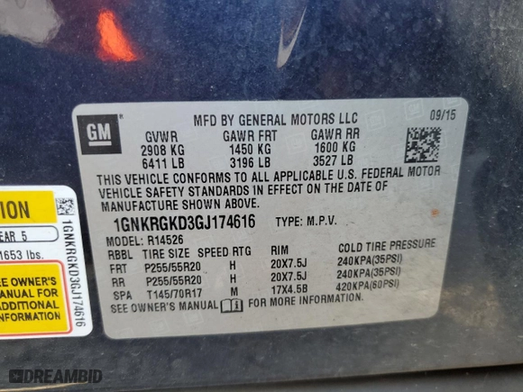 2016 Chevrolet Traverse LT with VIN 1GNKRGKD3GJ174616, listed as a Copart auction lot 75936724 with 0 mi miles and Salvage Title. Bid and sale history available at carsss.com. Image 13.