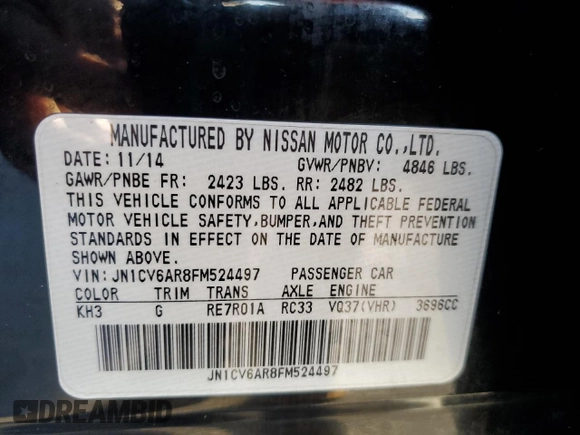 2015 Infiniti Q40 with VIN JN1CV6AR8FM524497, listed as a Copart auction lot 74764554 with 83,989 mi miles and Salvage Title. Bid and sale history available at carsss.com. Image 13.