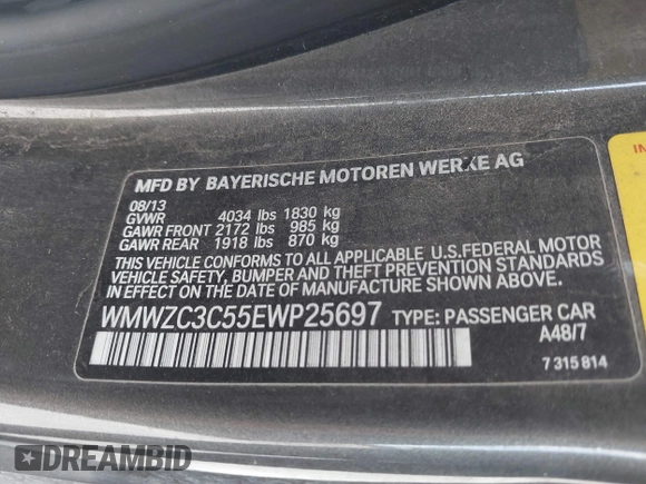 2014 MINI Countryman S with VIN WMWZC3C55EWP25697, listed as a IAAI auction lot 41797132 with Not Provided miles and . Bid and sale history available at DreamBid. Image 9.