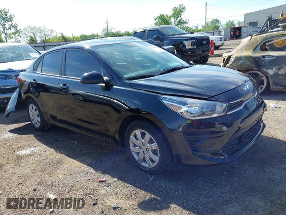 2022 Kia Rio S with VIN 3KPA24AD6NE502193, listed as a IAAI auction lot 42081391 with 18,683 mi miles and . Bid and sale history available at carsss.com. Image 1.