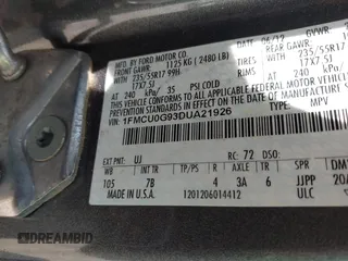 2013 Ford Escape SE with VIN 1FMCU0G93DUA21926, listed as a IAAI auction lot 41901699 with 174,456 mi miles and . Bid and sale history available at DreamBid. Image 9.