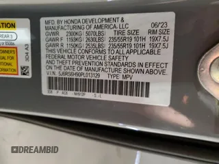2023 Honda CR-V Sport Touring with VIN 5J6RS6H90PL013129, listed as a Copart auction lot 52214575 with 14,838 mi miles and Salvage Title. Bid and sale history available at DreamBid. Image 13.