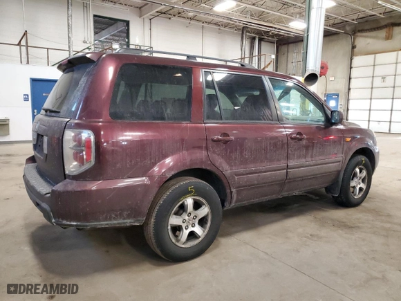 2007 Honda Pilot EX-L with VIN 5FNYF28667B035000, listed as a Copart auction lot 46336485 with 206,341 mi miles and Salvage Title. Bid and sale history available at carsss.com. Image 3.