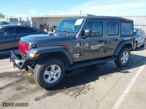 2018 Jeep Wrangler Unlimited Sport S with VIN 1C4HJXDG4JW149557, listed as a IAAI auction lot 42014833 with 54,472 mi miles. Bid and sale history available at carsss.com. Image 2.