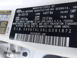 2020 Kia Optima LX с VIN 5XXGT4L36LG391872, выставлен на аукционе IAAI как лот 42500133 с пробегом 110 297 миль миль и . История ставок и продаж доступна на DreamBid. Изображение 9.