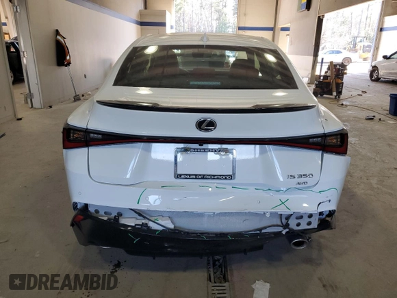 2024 Lexus IS 350 F Sport with VIN JTHGZ1E28R5035775, listed as a Copart auction lot 47109195 with 6,076 mi miles and Salvage title. Bid and sale history available at DreamBid. Image 6.