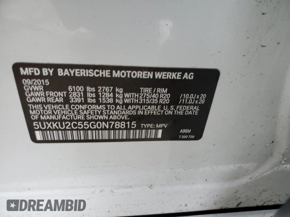 2016 BMW X6 xDrive35i with VIN 5UXKU2C55G0N78815, listed as a Copart auction lot 35872463 with 0 mi miles. Bid and sale history available at carsss.com. Image 14.