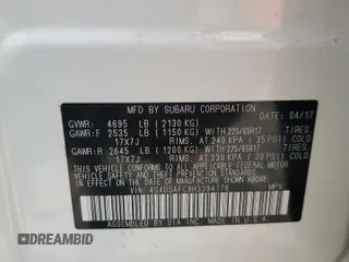 2017 Subaru Outback Premium with VIN 4S4BSAFC9H3394176, listed as a Copart auction lot 63486575 with 86,387 mi miles and Salvage title. Bid and sale history available at DreamBid. Image 13.