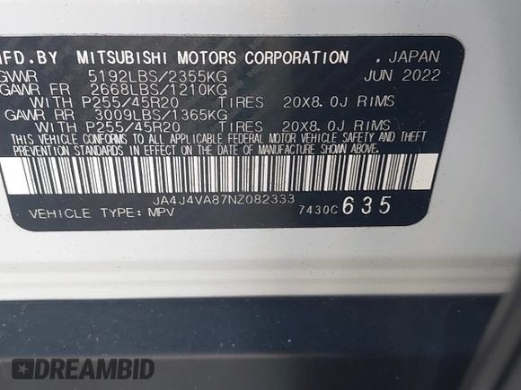 2022 Mitsubishi Outlander SEL z VIN JA4J4VA87NZ082333, wystawiony jako IAAI lot #42096610 z przebiegiem 31 813 mil mil oraz . Historia ofert i sprzedaży dostępna na DreamBid. Obrazek 9.