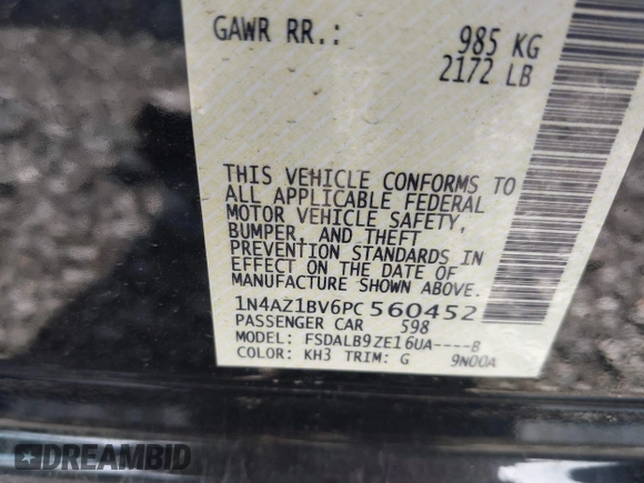 2023 Nissan LEAF S z VIN 1N4AZ1BV6PC560452, wystawiony jako IAAI lot #41938618 z przebiegiem 10 872 mil mil oraz . Historia ofert i sprzedaży dostępna na DreamBid. Obrazek 9.
