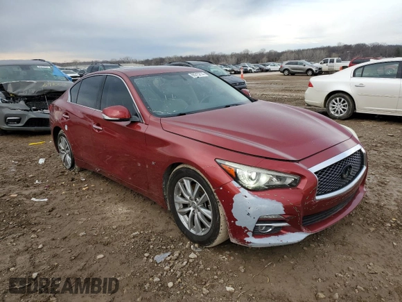2015 Infiniti Q50 Premium with VIN JN1BV7AP6FM356004, listed as a Copart auction lot 86213714 with 79,496 mi miles and Salvage title. Bid and sale history available at DreamBid. Image 4.