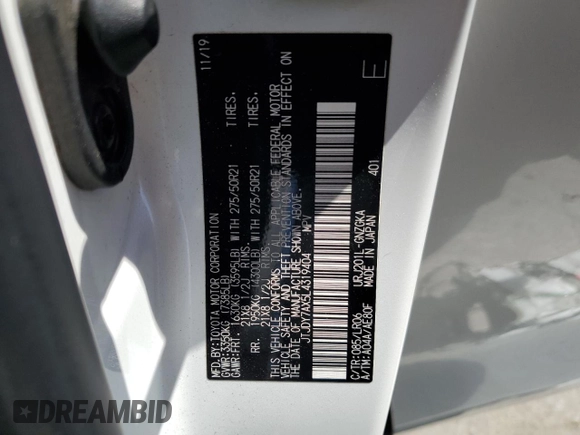 2020 Lexus LX 570 z VIN JTJDY7AX5L4319404, wystawiony jako Copart lot #69185424 z przebiegiem 46 324 mil mil oraz Szkoda całkowita • Salvage title. Historia ofert i sprzedaży dostępna na DreamBid. Obrazek 14.