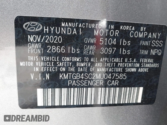 2021 Genesis G80 2.5T z VIN KMTGB4SC2MU047585, wystawiony jako IAAI lot #41752100 z przebiegiem 41 140 mil mil oraz . Historia ofert i sprzedaży dostępna na DreamBid. Obrazek 9.