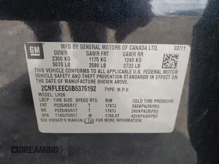 2011 Chevrolet Equinox 1LT with VIN 2CNFLEEC6B6376192, listed as a IAAI auction lot 42027971 with 147,391 mi miles and . Bid and sale history available at DreamBid. Image 9.