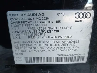 2018 Audi Q3 Premium with VIN WA1ECCFS6JR024513, listed as a IAAI auction lot 40835409 with 102,547 mi miles. Bid and sale history available at carsss.com. Image 9.