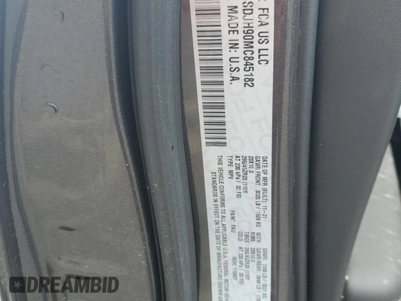 2021 Dodge Durango SRT Hellcat with VIN 1C4SDJH90MC845182, listed as a Copart auction lot 58799525 with Not provided miles and Salvage title. Bid and sale history available at DreamBid. Image 13.