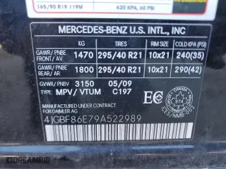 2009 Mercedes-Benz GL-Class 5.5L with VIN 4JGBF86E79A522989, listed as a Copart auction lot 80499994 with 196,003 mi miles and Clean Title. Bid and sale history available at carsss.com. Image 13.