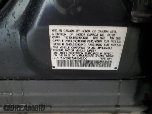 2006 Acura MDX with VIN 2HNYD18276H542200, listed as a Copart auction lot 74699874 with 0 mi miles and Non Repairable. Bid and sale history available at carsss.com. Image 13.