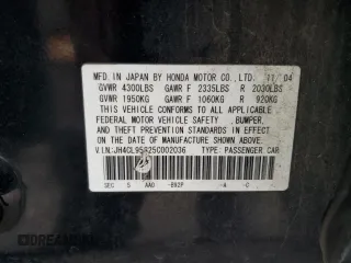 2005 Acura TSX z VIN JH4CL95825C002036, wystawiony jako Copart lot #82377794 z przebiegiem 268 933 mil mil oraz Szkoda całkowita • Salvage title. Historia ofert i sprzedaży dostępna na DreamBid. Obrazek 12.