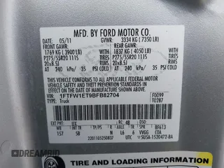 2011 Ford F-150 XLT with VIN 1FTFW1ET9BFB82704, listed as a IAAI auction lot 41238052 with 175,590 mi miles. Bid and sale history available at carsss.com. Image 9.
