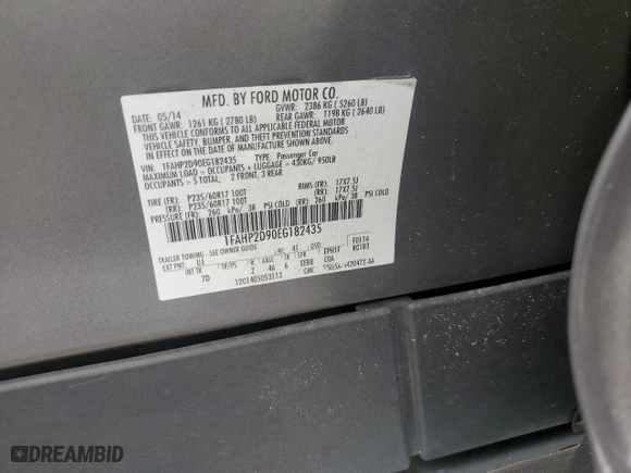 2014 Ford Taurus SE with VIN 1FAHP2D90EG182435, listed as a Copart auction lot 71418734 with 126,009 mi miles and Salvage Title. Bid and sale history available at carsss.com. Image 14.