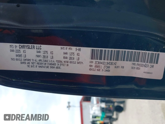 2009 Chrysler 300 LX with VIN 2C3KA43D19H536142, listed as a IAAI auction lot 42025538 with 1 mi miles. Bid and sale history available at carsss.com. Image 9.