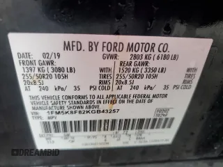 2019 Ford Explorer Limited z VIN 1FM5K8F82KGB43257, wystawiony jako Copart lot #56114135 z przebiegiem 82 119 mil mil oraz Szkoda całkowita • Salvage title. Historia ofert i sprzedaży dostępna na DreamBid. Obrazek 13.