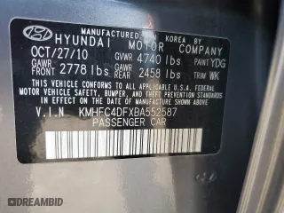 2011 Hyundai Azera Limited with VIN KMHFC4DFXBA552587, listed as a Copart auction lot 82051744 with 78,478 mi miles and Non Repairable. Bid and sale history available at carsss.com. Image 12.