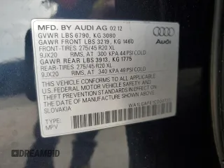2012 Audi Q7 Premium Plus z VIN WA1LGAFE1CD007371, wystawiony jako Copart lot #58332305 z przebiegiem 89 479 mil mil oraz Szkoda całkowita • Salvage title. Historia ofert i sprzedaży dostępna na DreamBid. Obrazek 13.