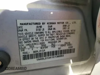 2001 Nissan Altima GXE with VIN 1N4DL01A41C136993, listed as a Copart auction lot 85097544 with 0 mi miles and Salvage Title. Bid and sale history available at carsss.com. Image 15.